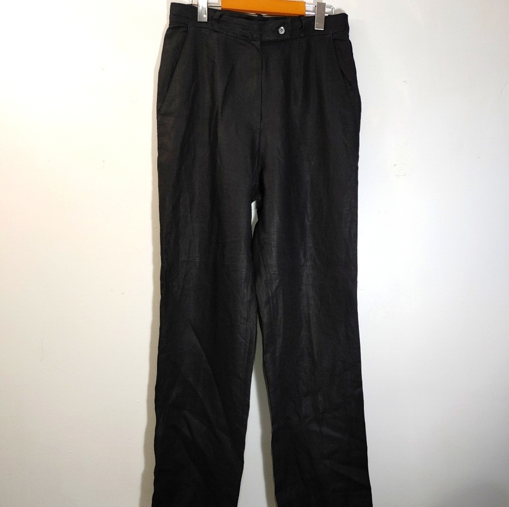 Elliott Lauren 100% Linen Pants Black Size 14